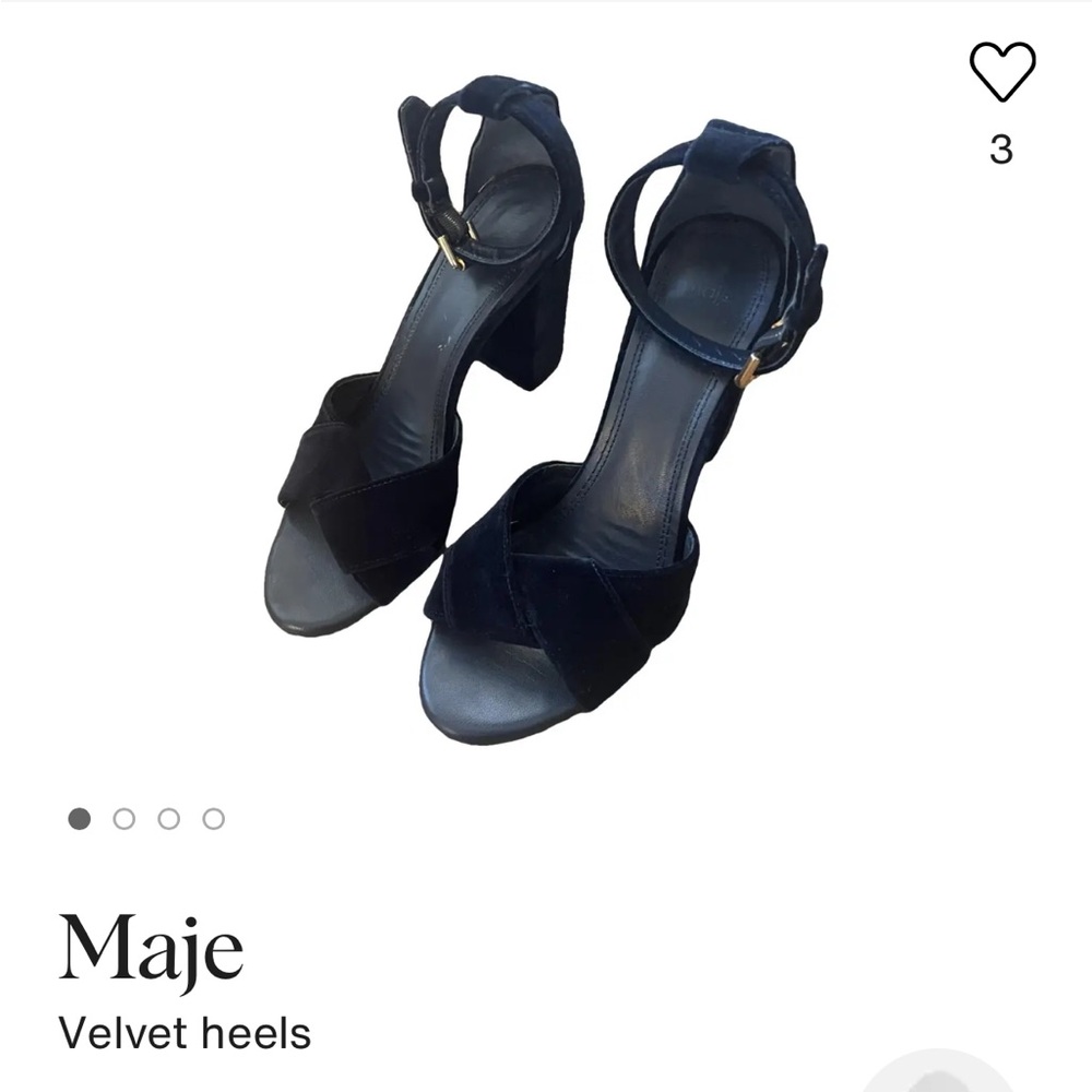 Maje Blue Velvet Heels Women’s size 39